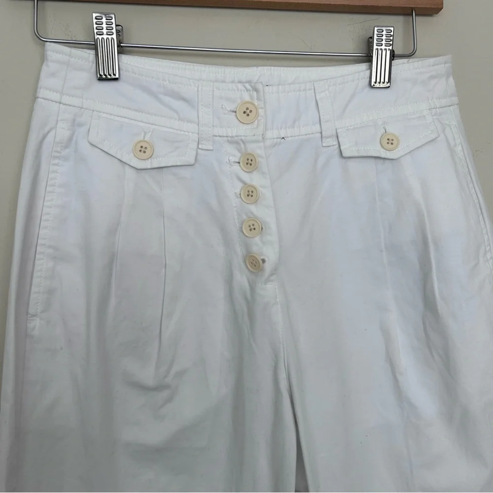 NWT J.Crew Tall Pleated Button Front Pant Chino White pockets size P0